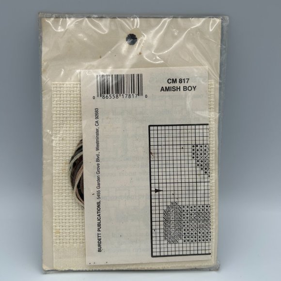 Dale Bundett Cross Stitch Kit CM 817 Amish Boy Ready to Hang Picture VTG 80s - Picture 4 of 5